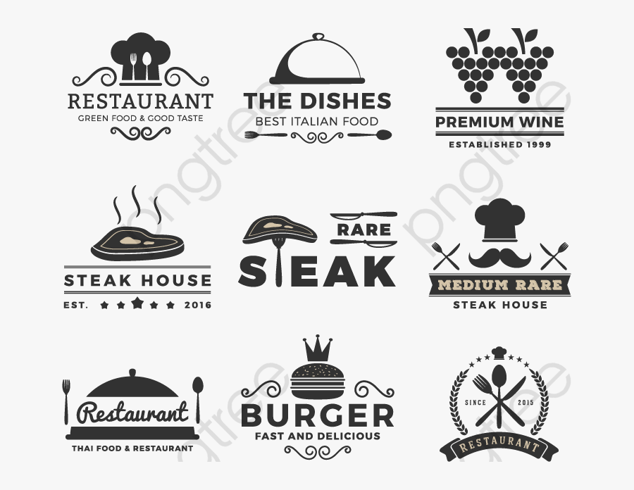 9 Hotel Tab, Steak House Sign, Hotel Sign, Wine Logo - Food Vector Logos, Transparent Clipart