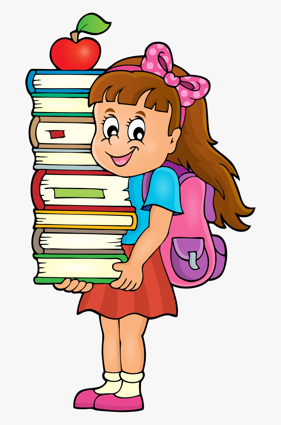 Literacy Clipart Kindergarten Pupil - Girl With Book Clipart, Transparent Clipart