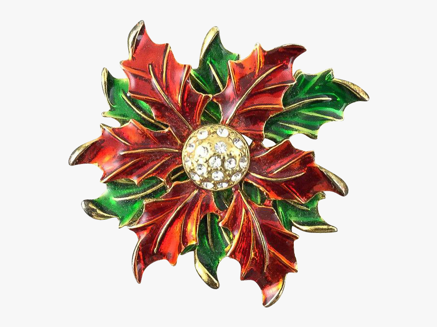 Eisenberg Ice Christmas Red Green Enamel Poinsettia - Poinsettia, Transparent Clipart