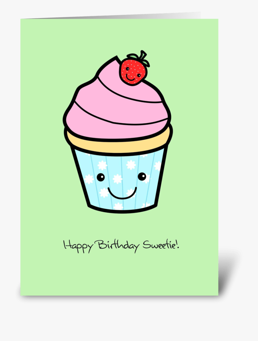 Strawberry Cupcake Greeting Card, Transparent Clipart