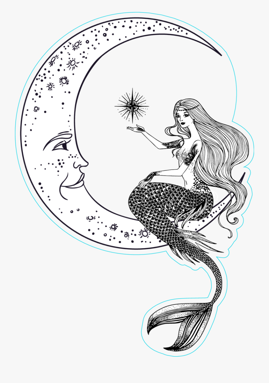 Transparent Sting Ray Clipart - Mermaid On Moon Tattoo, Transparent Clipart