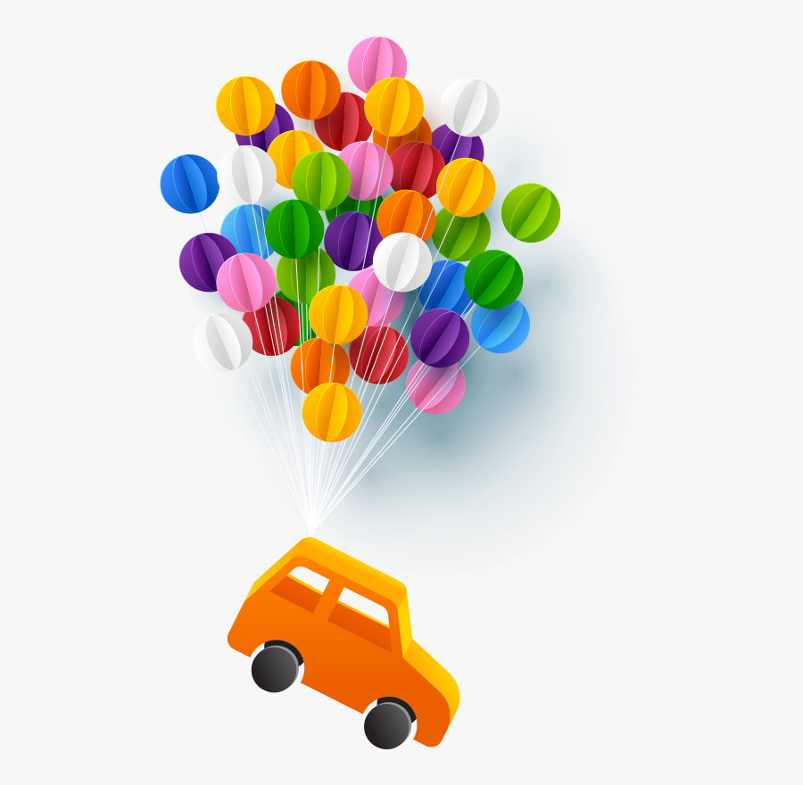 Graphic Of Car With Balloons - New Car With Balloons, Transparent Clipart
