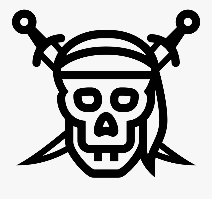 Transparent Pirate Clipart Black And White - Pirate Of The Caribbean Icon, Transparent Clipart