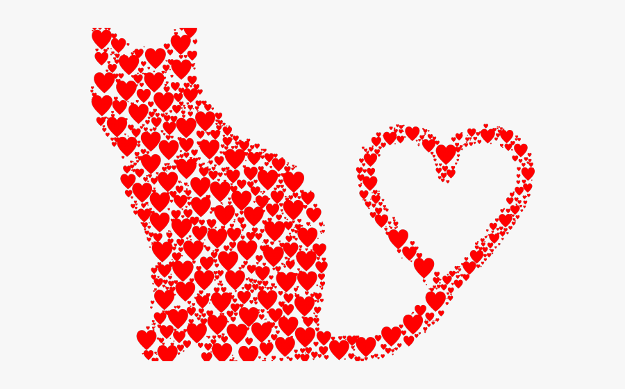 Heart Pictures Clipart Silhouette - Cat With Heart Clipart, Transparent Clipart
