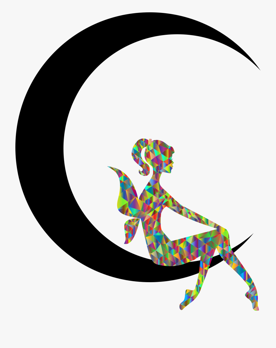 Transparent Moon Clipart - Fairy Sitting On Crescent Moon, Transparent Clipart