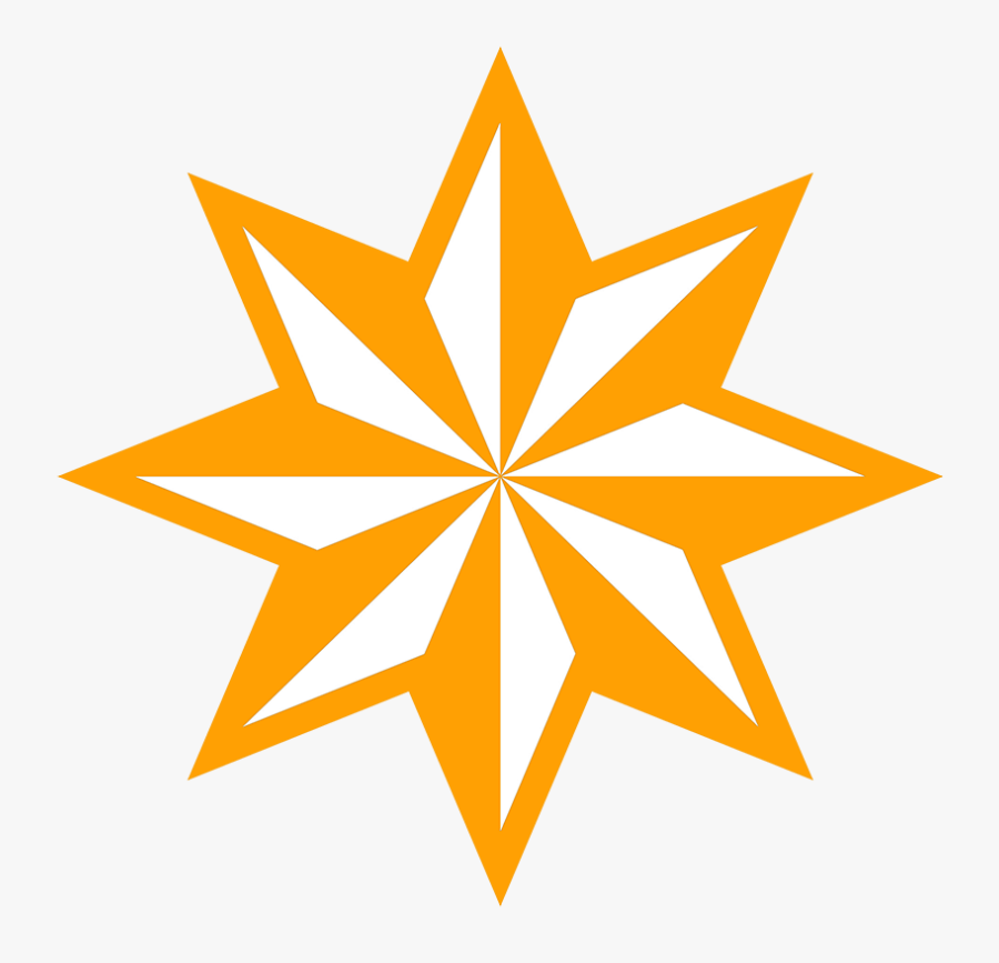 8-pointed Star Orange - 8 Point Star Vector, Transparent Clipart