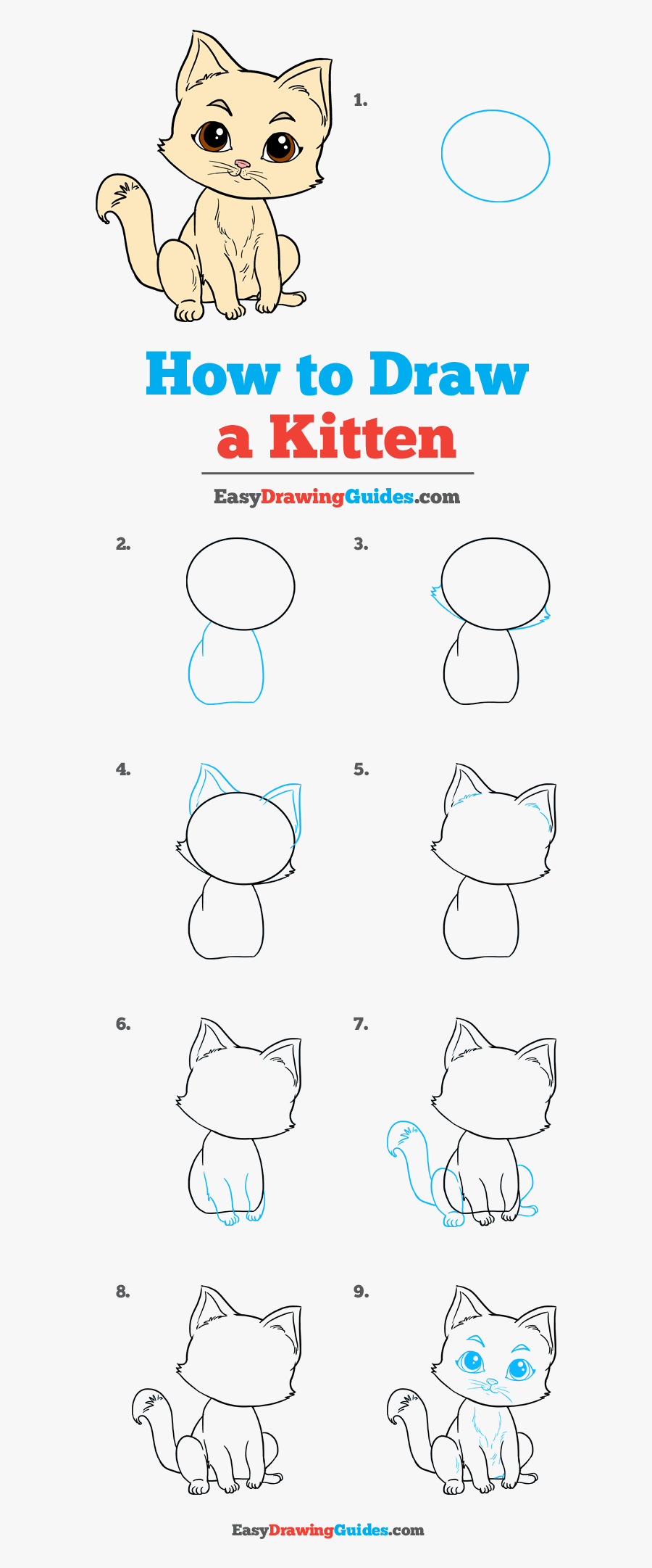 How To Draw Kitten - Drawing Easy Arctic Fox, Transparent Clipart