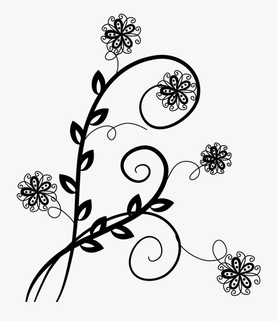 Apartment Medium Size Flower Swirl Design Cute Designing - Black Flower Design Transparent Background, Transparent Clipart