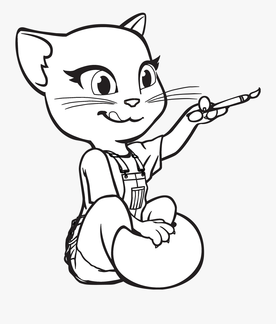 Talking Angela Talking Tom And Friends Coloring Book - My Talking Angela Drawing, Transparent Clipart