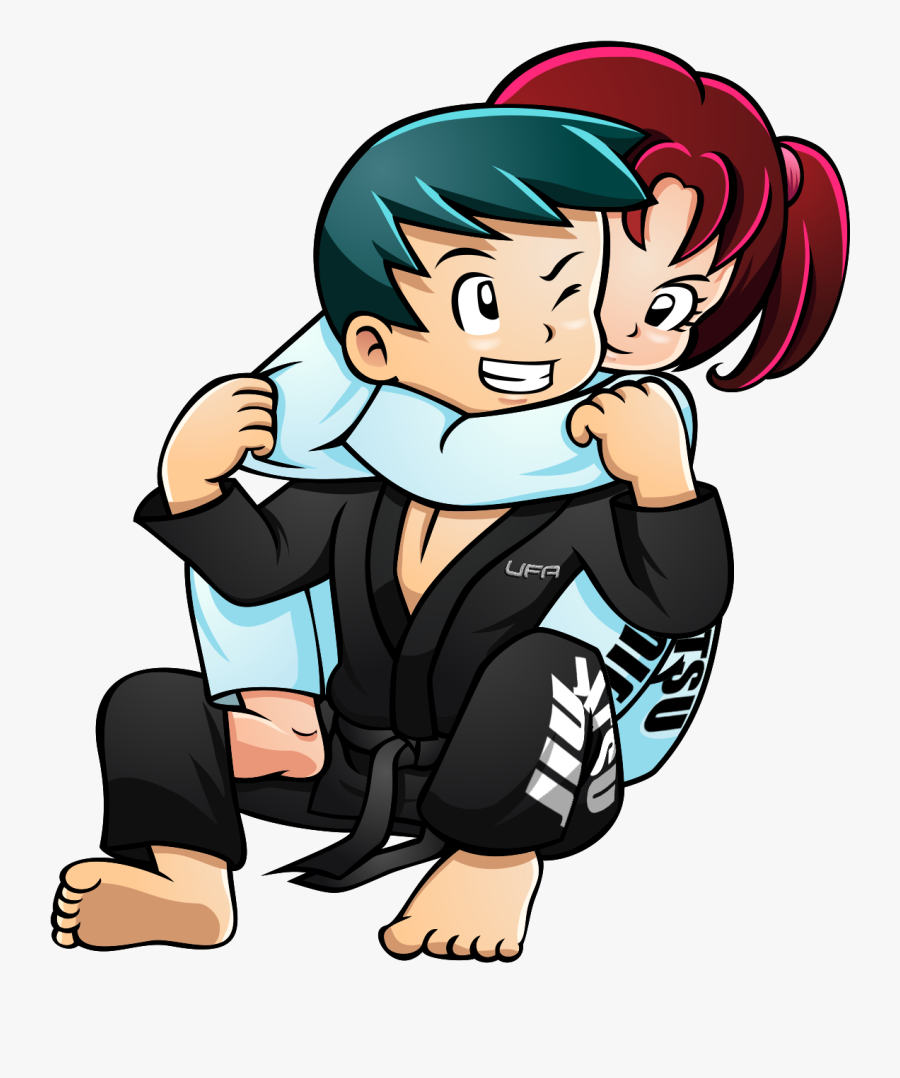 Cartoon Image Of Kids Jiu Jitsu Rear Naked Choke - Jiu Jitsu Kids Logo, Transparent Clipart