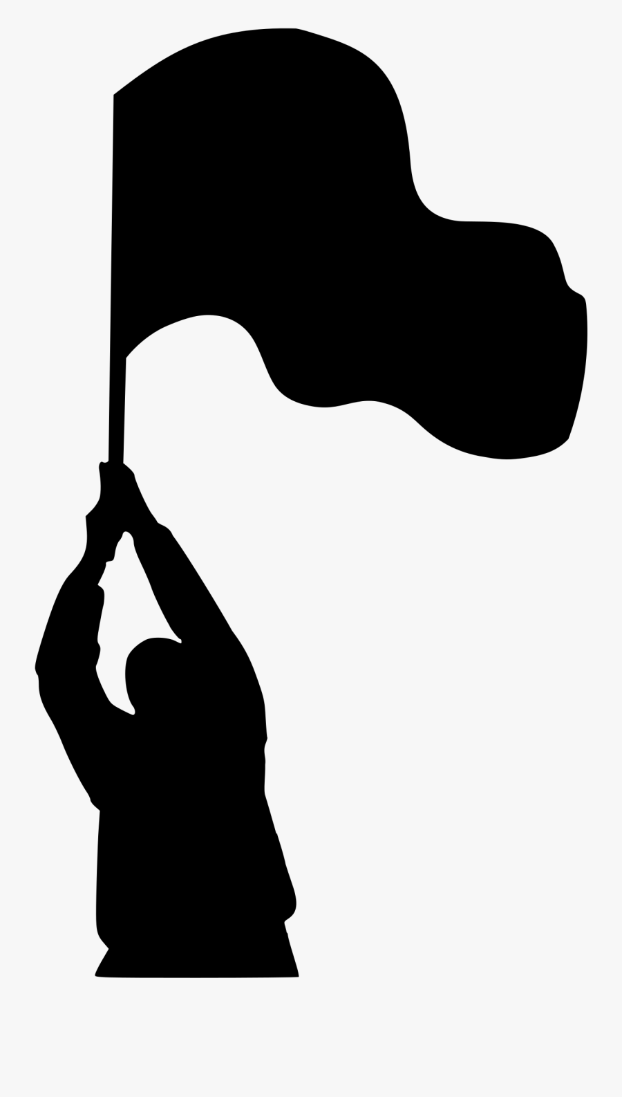 Antifascist Holding A Flag - Flag Silhouette Png, Transparent Clipart