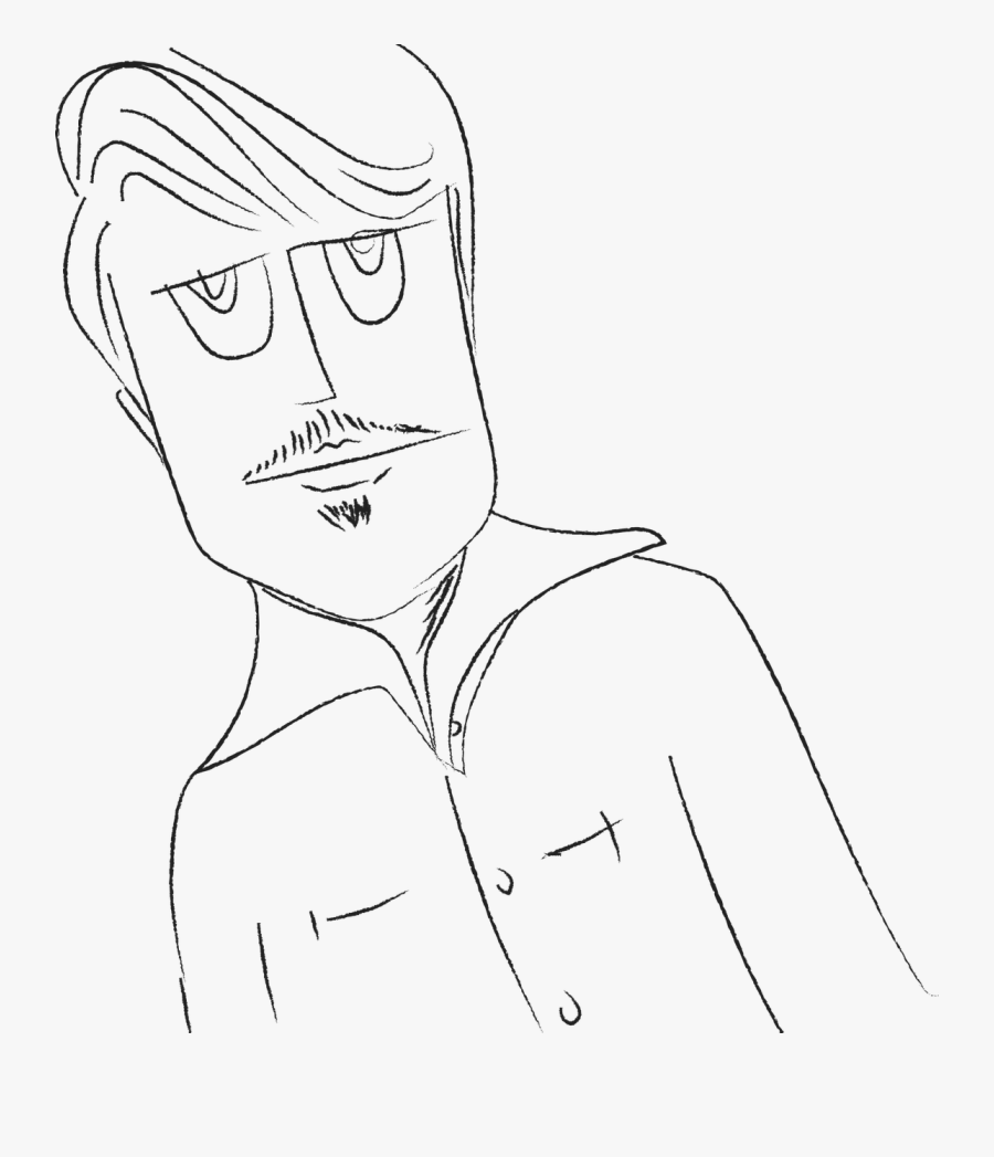 Human Man Mustache Free Picture - Line Art, Transparent Clipart