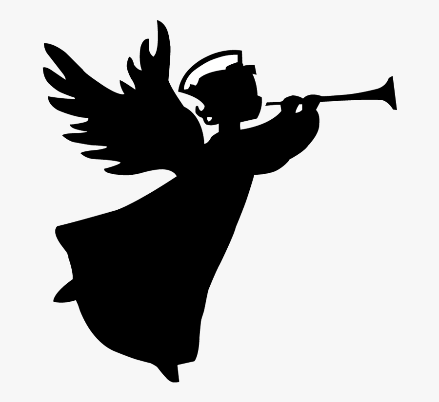 Angel With Trumpet Silhouette, Transparent Clipart