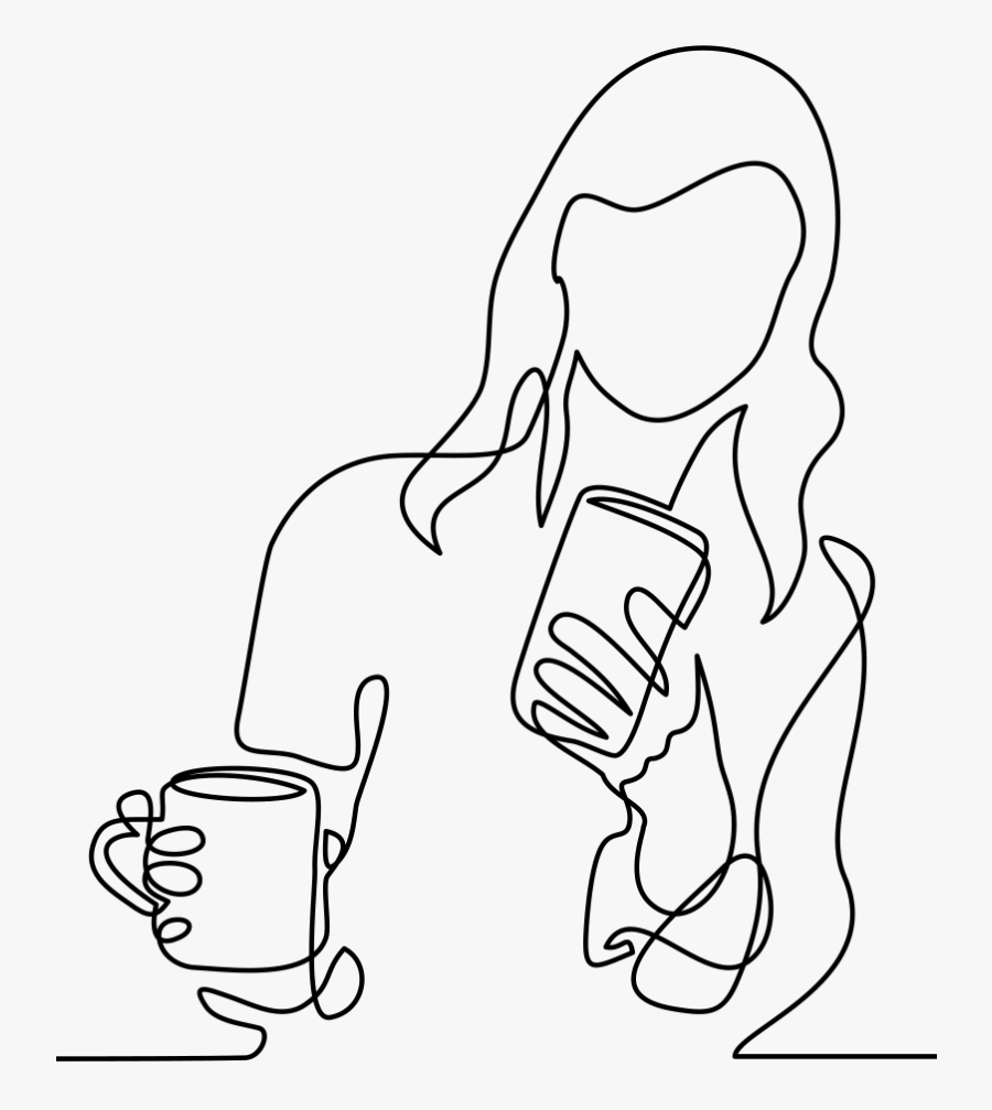 Looking At Phone Drawing, Transparent Clipart