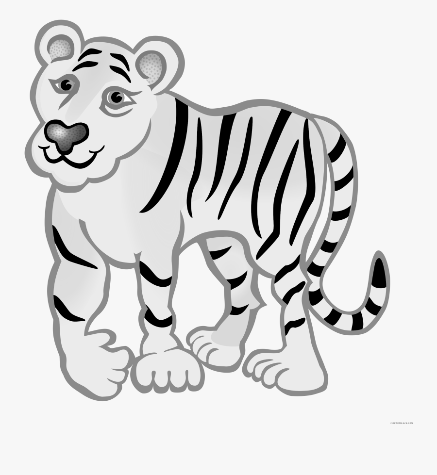 Tiger Animal Free Black White Clipart Images Clipartblack - Cartoon Clipart Tiger, Transparent Clipart