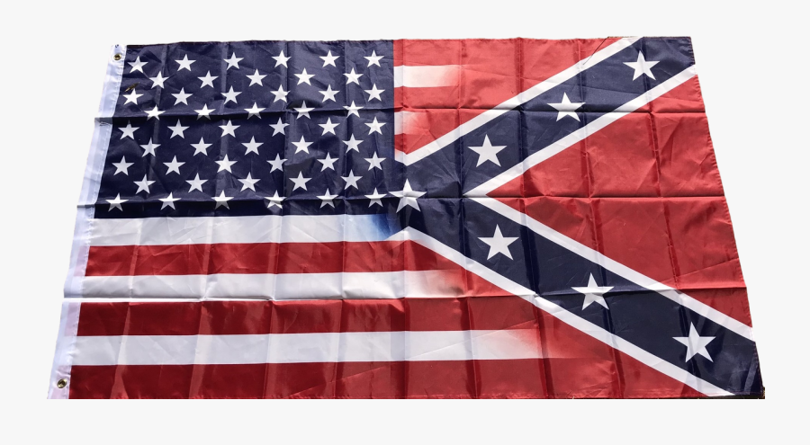 Transparent Rebel Flag Png - Half Rebel Half American Flag, Transparent Clipart