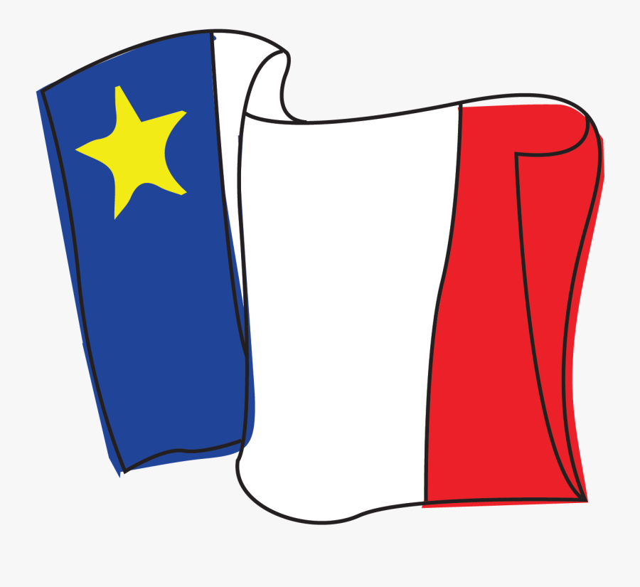 A Blue, White And Red Flag With A Yellow Star Is Raised - National Acadian Day, Transparent Clipart