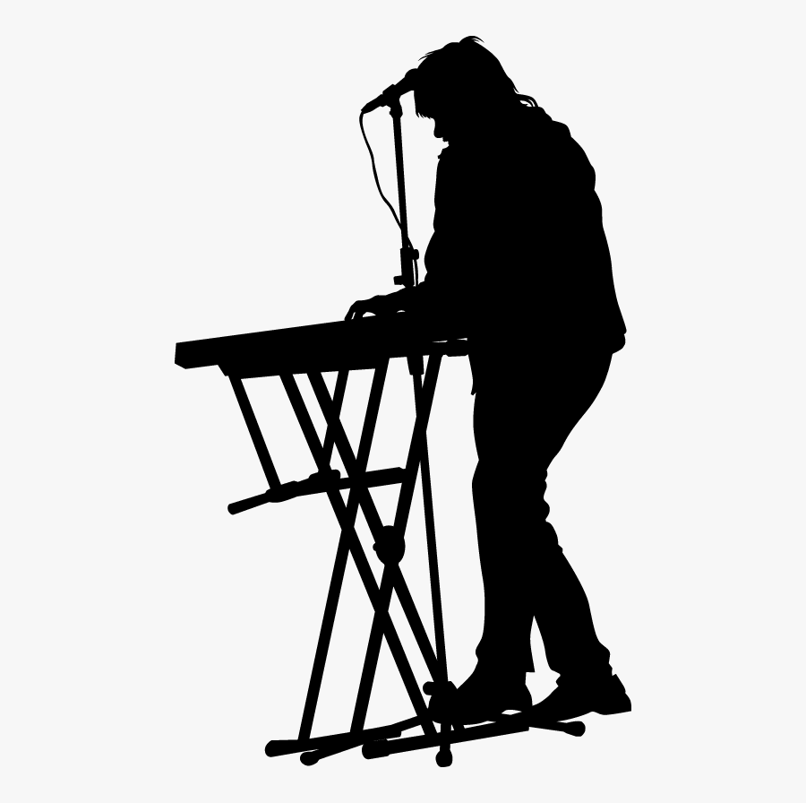 Standing Keyboard Player Silhouette, Transparent Clipart