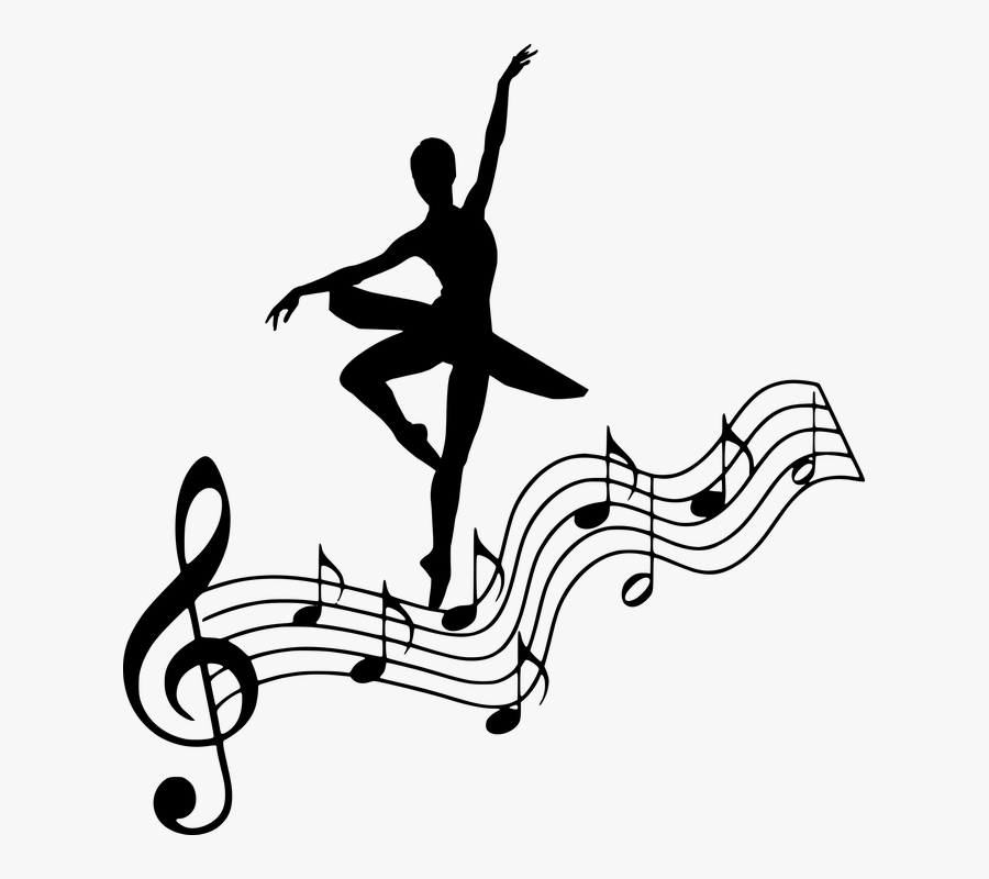 Silhouette, Musical, Ballet, Dancing, Note, Clef, Bass - Transparent Background Music Notes Clipart, Transparent Clipart