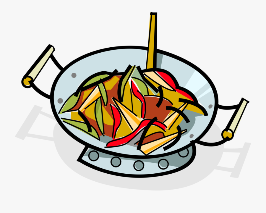 Vector Illustration Of Chinese Cuisine Asian Stir-fry - Clip Art Stir Fry, Transparent Clipart
