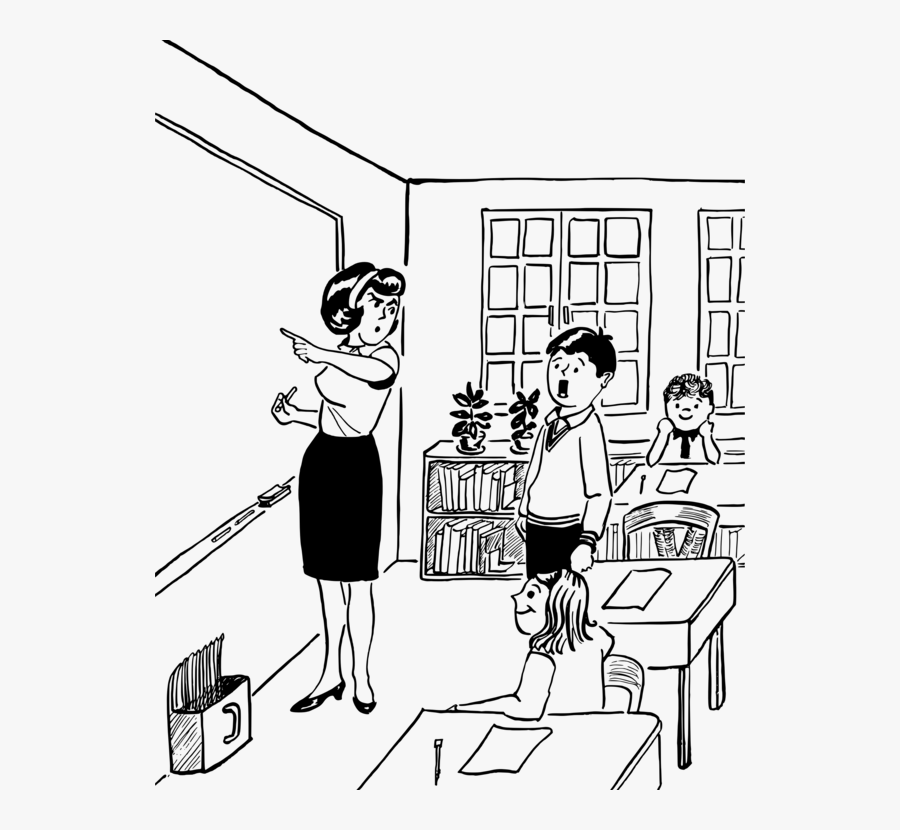 Student Teacher Clipart - Drawing Of A Classroom With Students And Teacher, Transparent Clipart