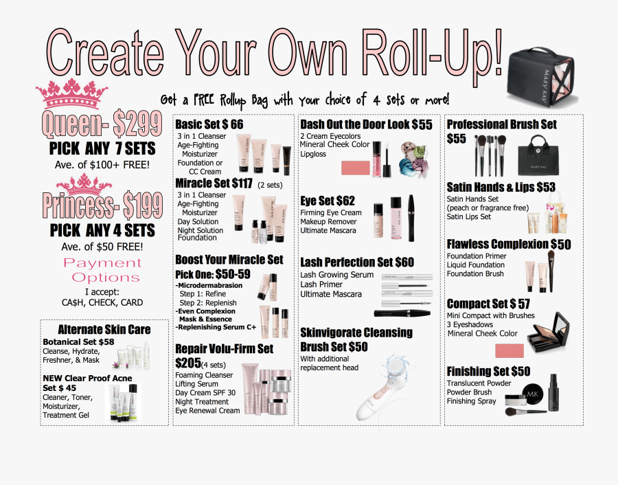 Mary Kay Closing Sheets - Mary Kay Travel Roll Up Bag Png, Transparent Clipart