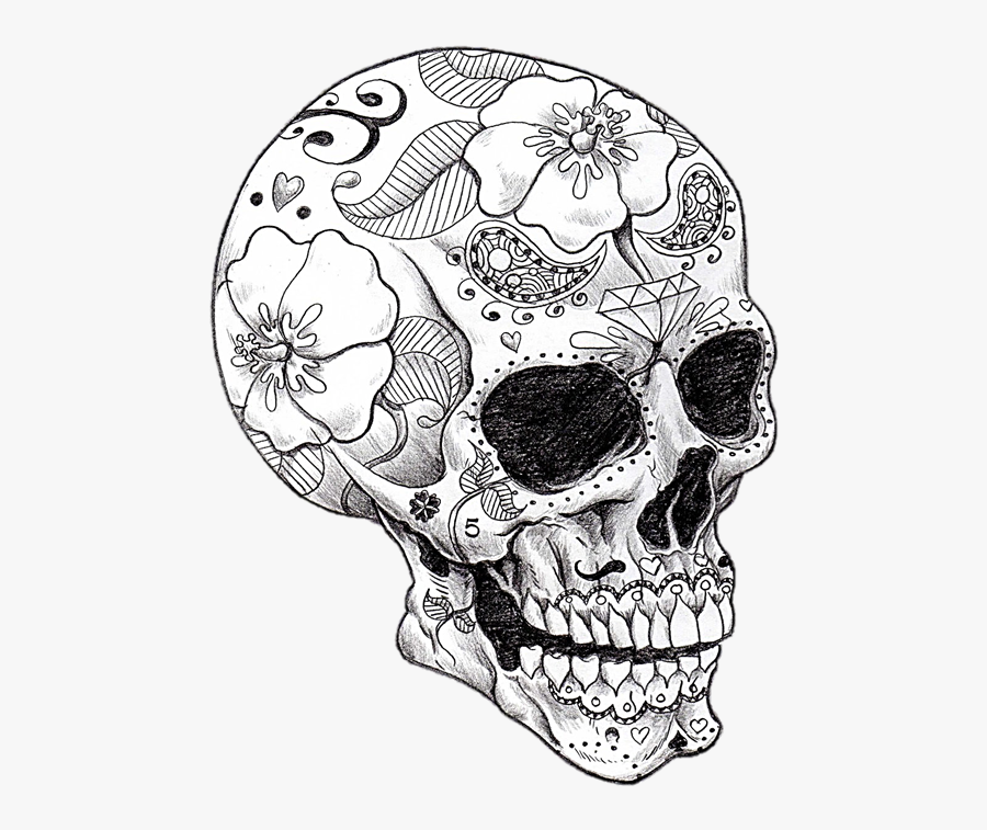 Dia De Los Muertos Skull Drawing, Transparent Clipart