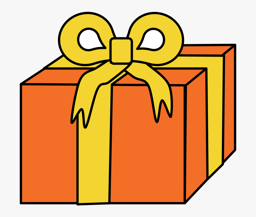 Gift, Orange Wrapping Paper, Yellow Ribbon, - Gift Wrapping, Transparent Clipart