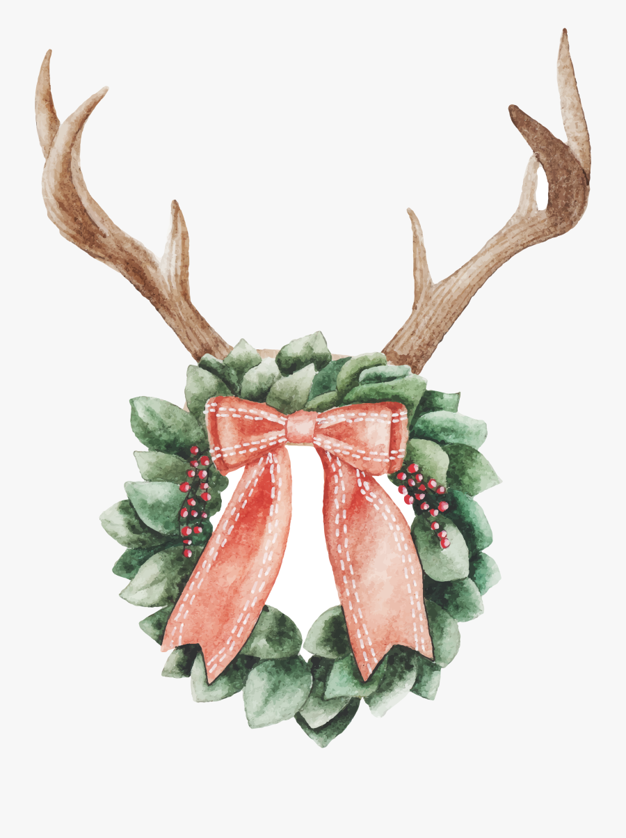 Clip Art Printed Transfers Sew Down - Transparent Watercolor Antlers Png, Transparent Clipart