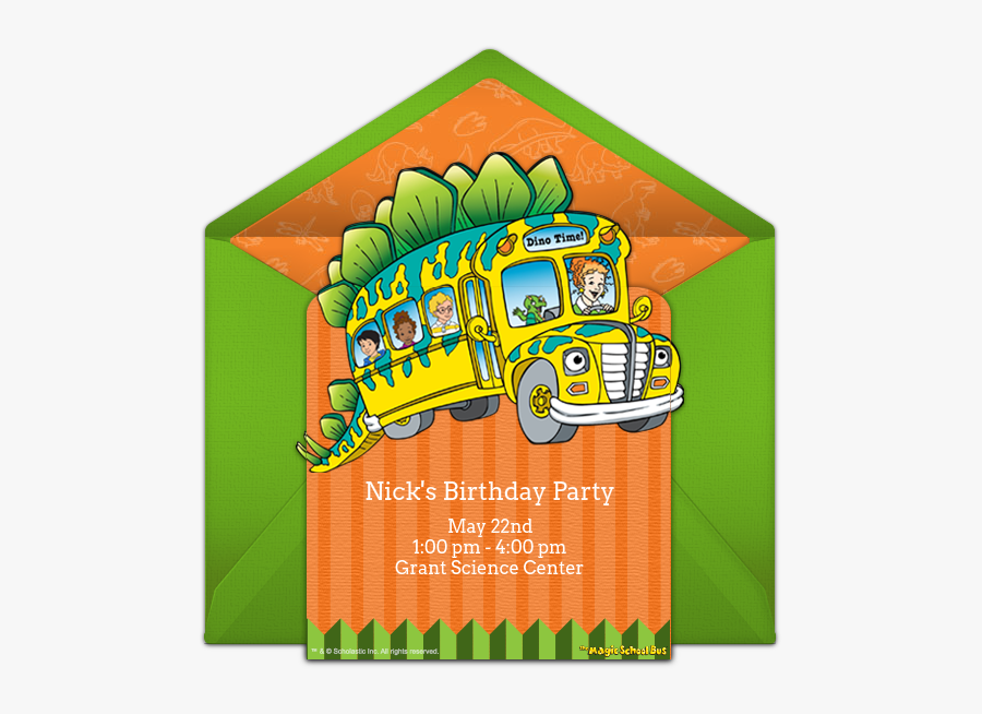 Magic School Bus Birthday Invitation, Transparent Clipart