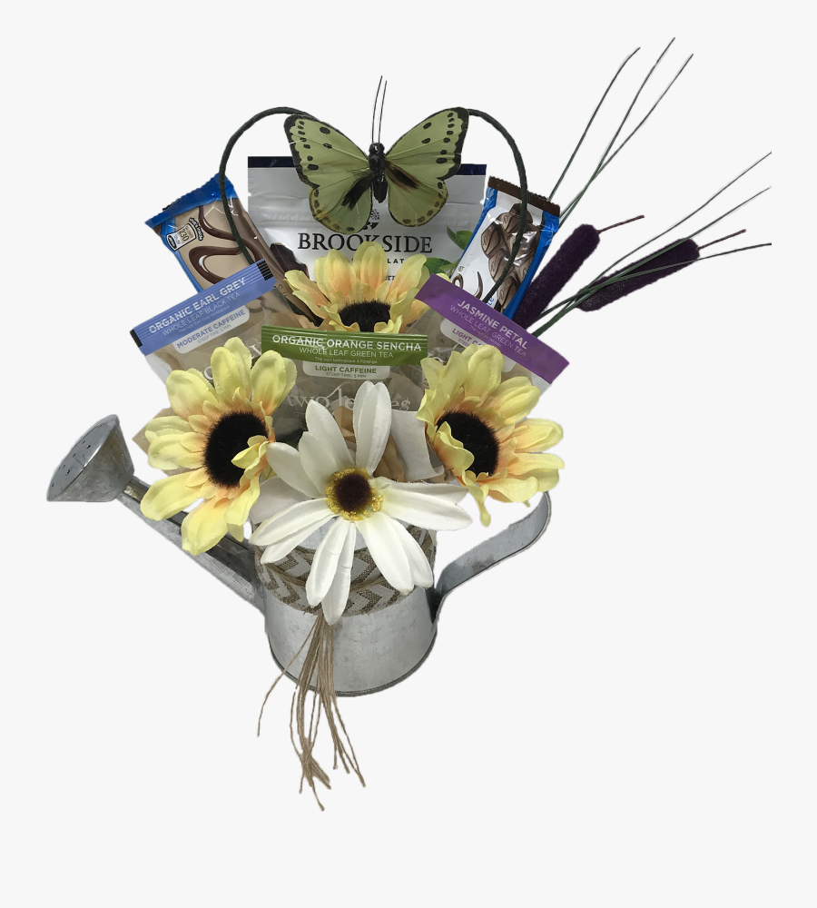 Rustic Watering Can With Heart Candies And Flowers - Bouquet, Transparent Clipart