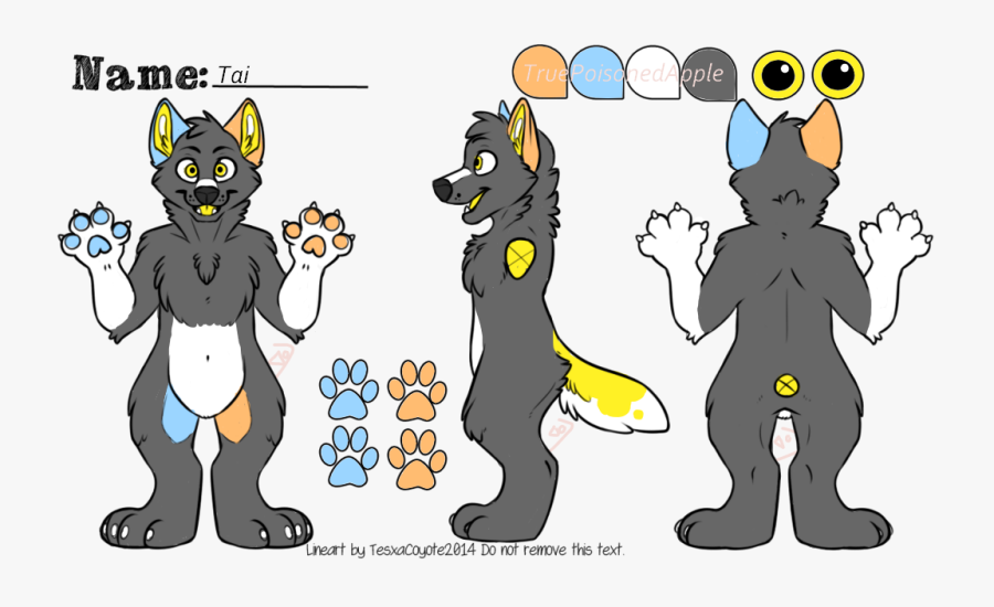 Tai By Truepoisonedapple - Wolf Fursona Ref Sheet, Transparent Clipart