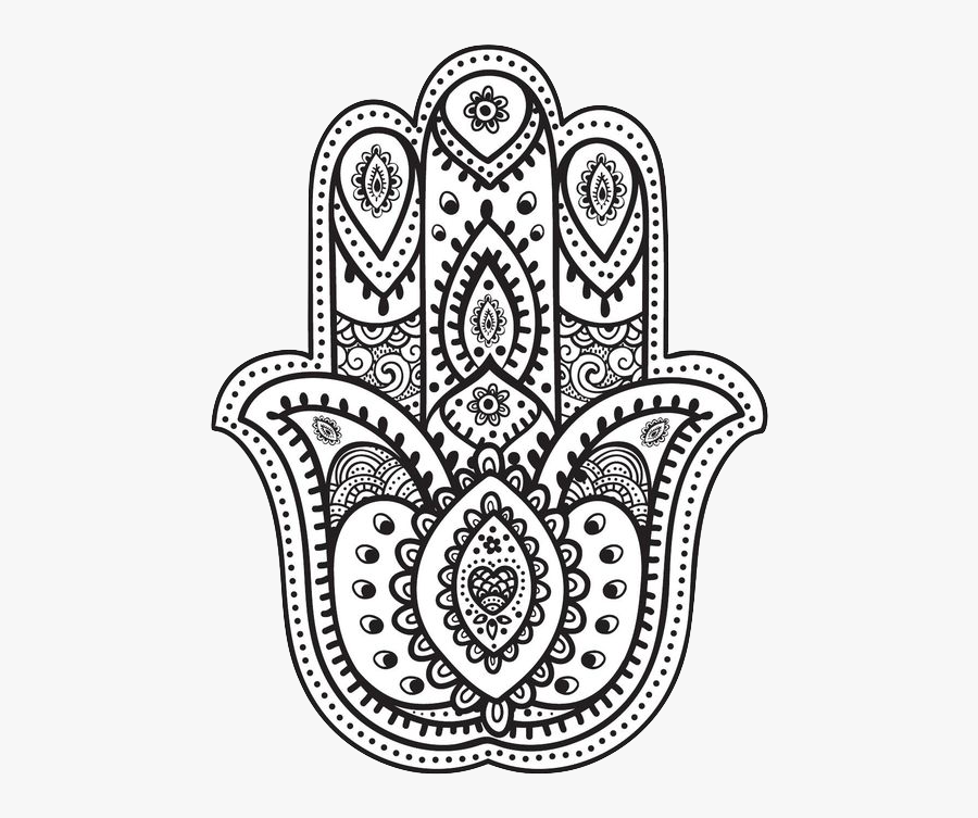 Transparent Hamsa Clipart - Mandala Coloring Pages Hand, Transparent Clipart