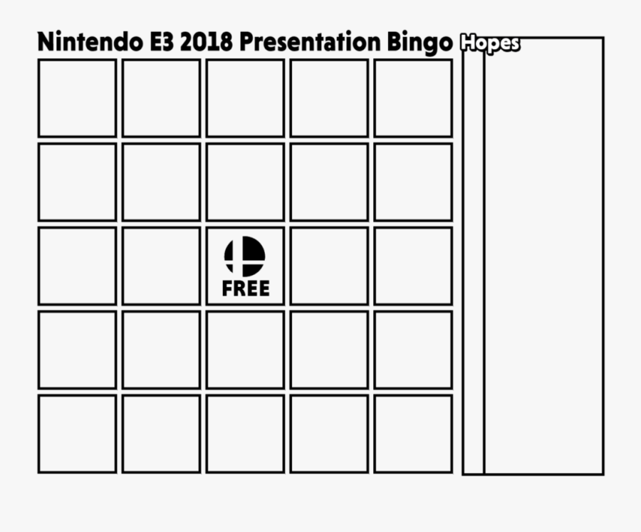 Clip Art Nintendo E Card Transparent - Nintendo E3 Bingo Card Template, Transparent Clipart