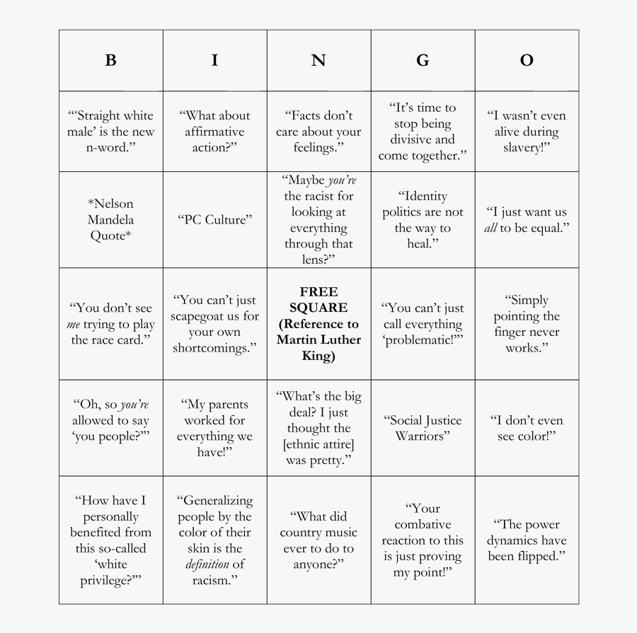 Transparent Bingo Card Png - Im Not Racist Bingo, Transparent Clipart