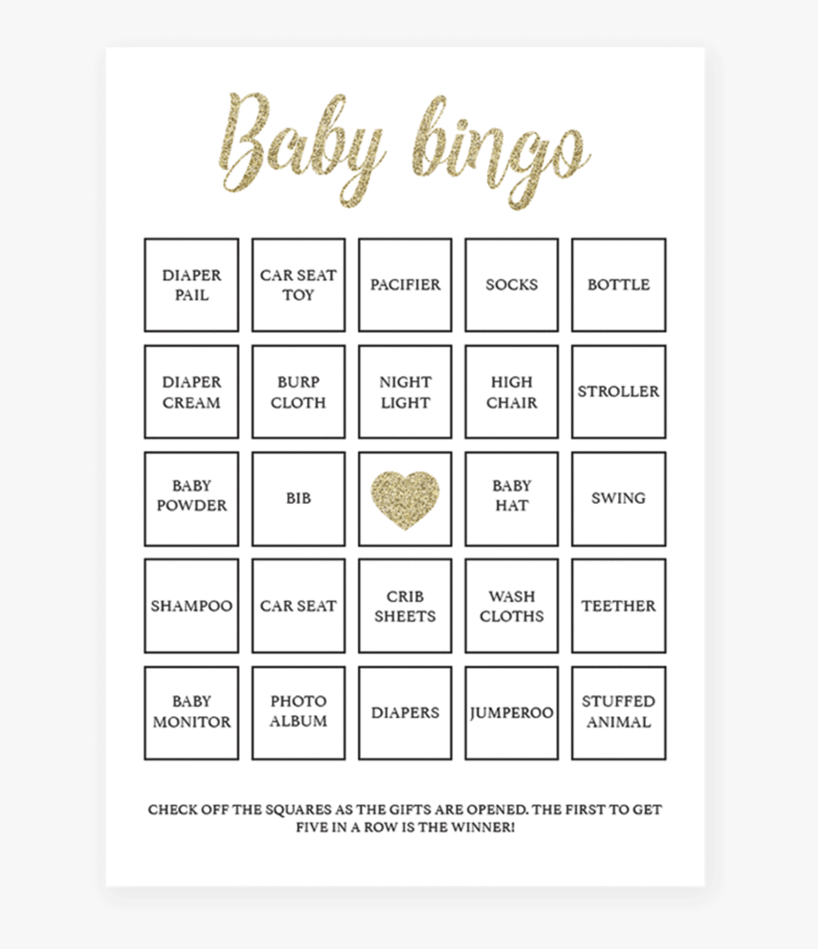 Clip Art Empty Bingo Card - Baby Shower Bingo Printable, Transparent Clipart