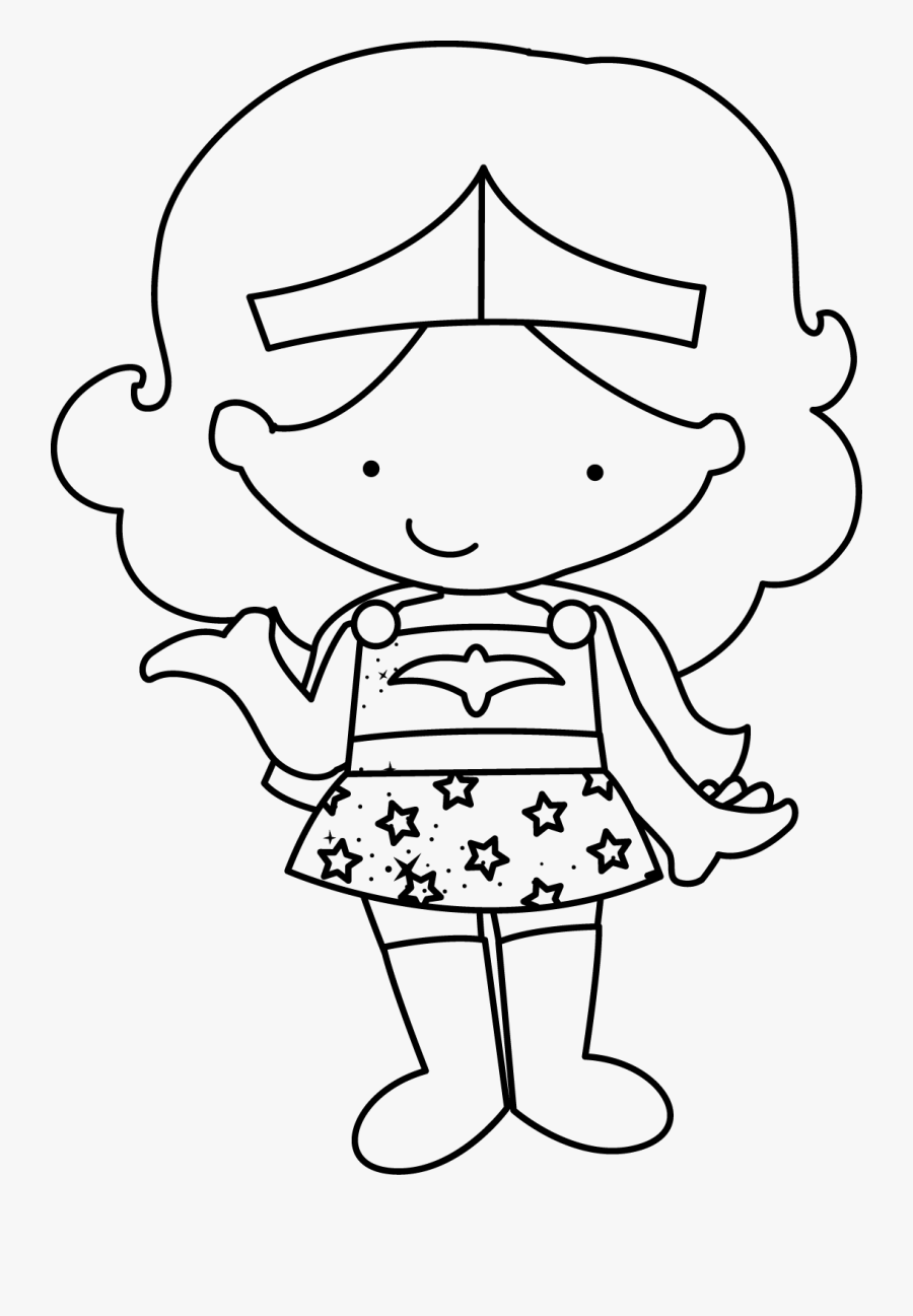 Super Girls Clip Art - Girl Black And White Superhero Clipart, Transparent Clipart