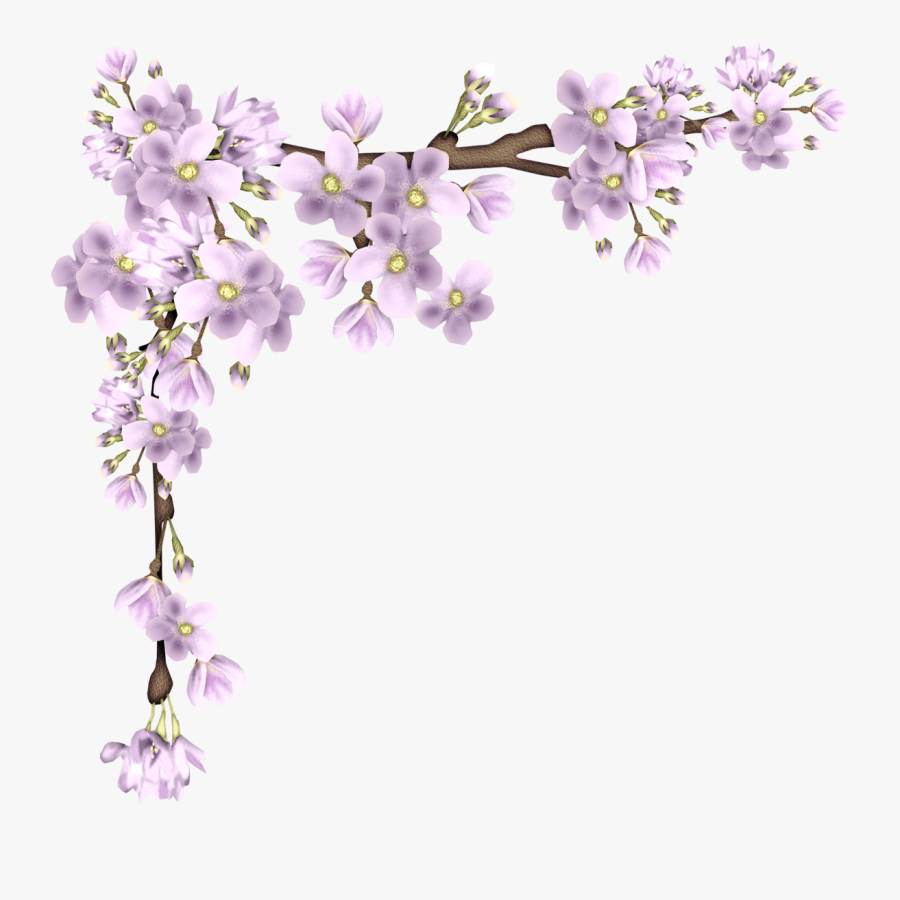 Pink Branch Png Picture - Flower Border Clipart Purple, Transparent Clipart