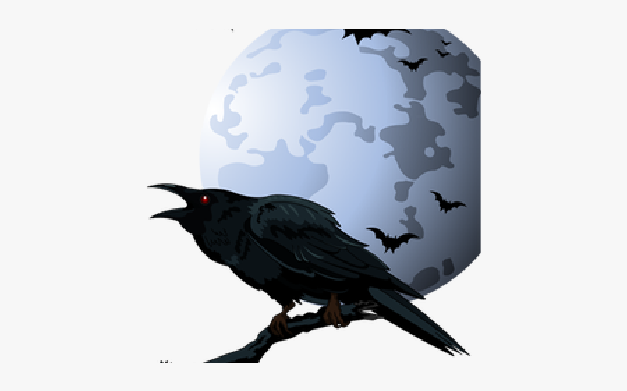 Crow Clipart Gothic - Cuervos Y Luna Llena, Transparent Clipart