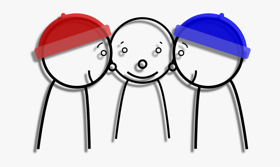 Three Men In Red And Blue Hats - Red And Blue Hats, Transparent Clipart