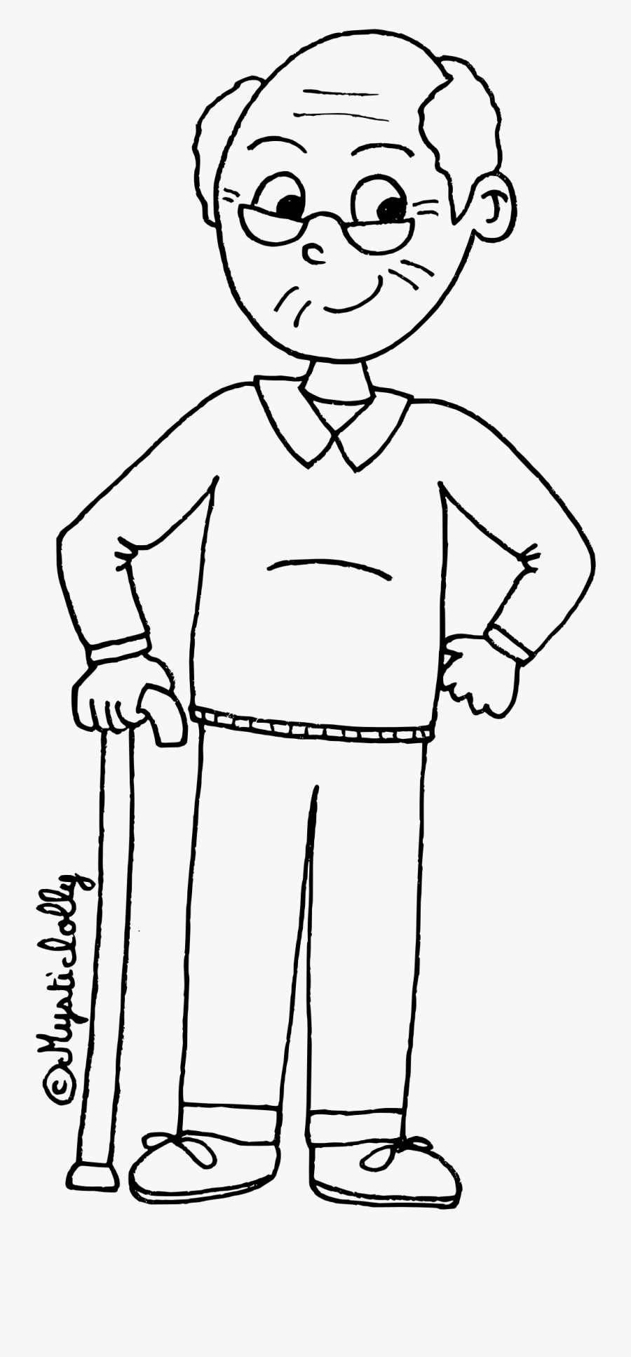 Grandfather Clipart Black And White, Transparent Clipart