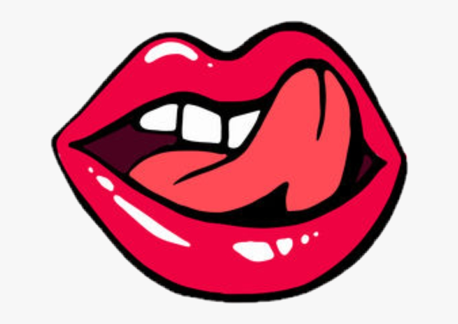 #lips #red #tongue #glossy #yum - Lusty Lips, Transparent Clipart