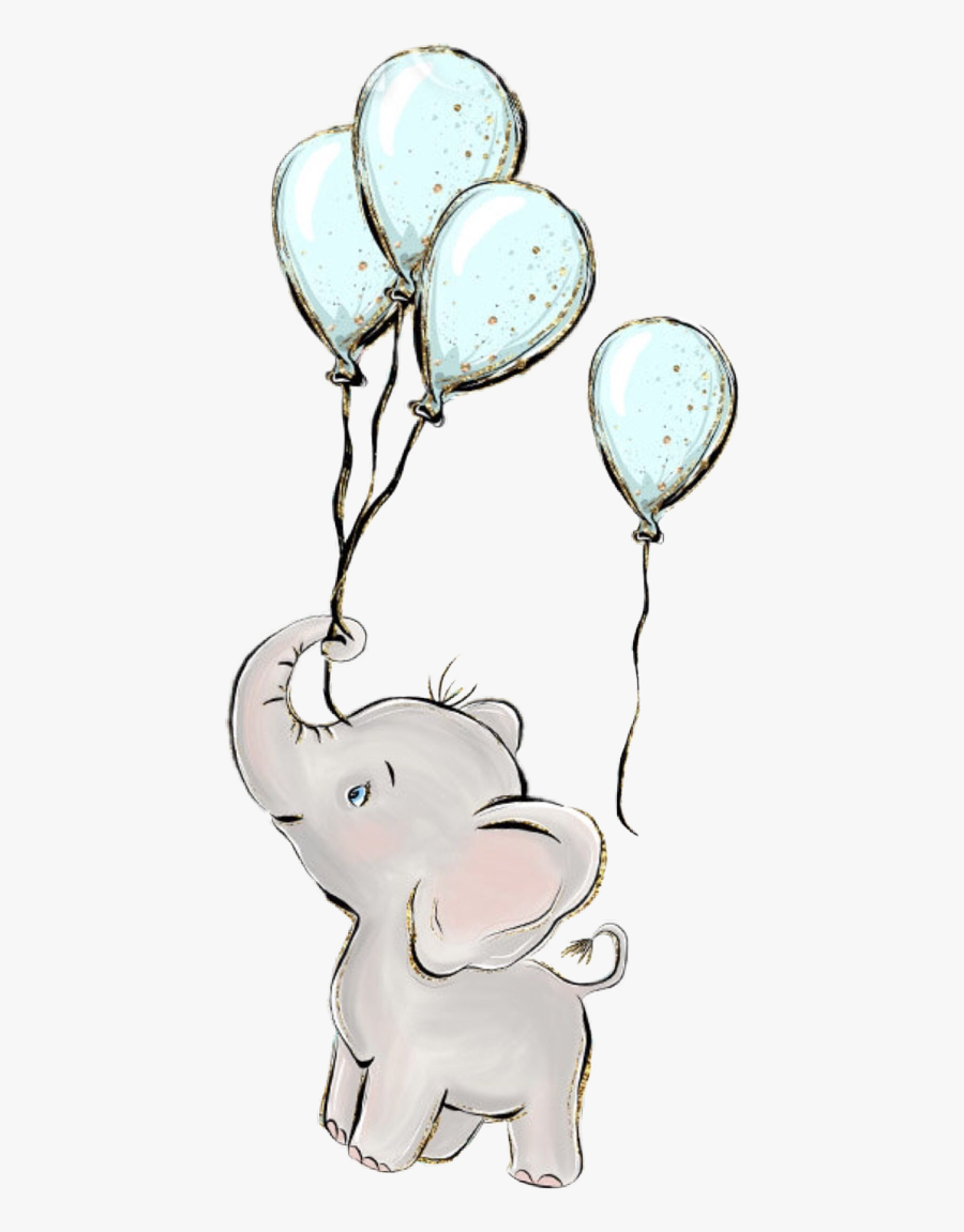 Watercolor Elephant Balloons Baby Boy Freetoedit - Elephant Baby Shower, Transparent Clipart