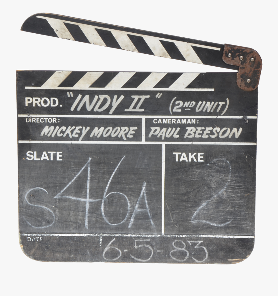 Clapboard From Indiana Jones And The Temple Of Doom - Indiana Jones Clapboard, Transparent Clipart