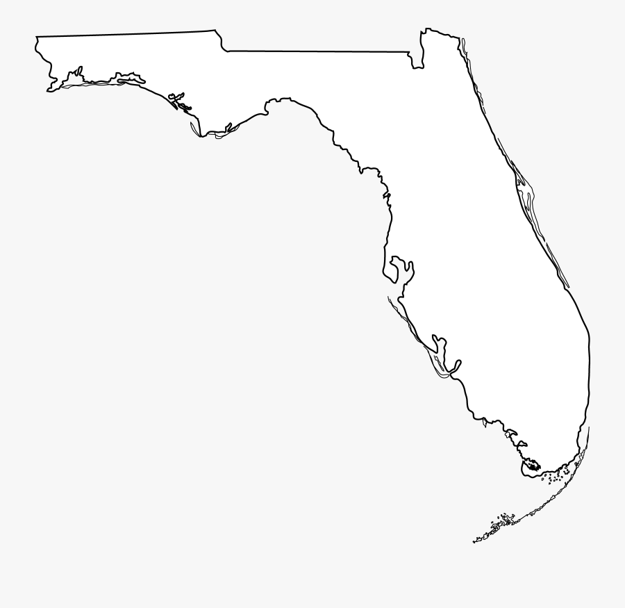 Usa Map State Of Florida Clipart - Outline Of Florida White, Transparent Clipart