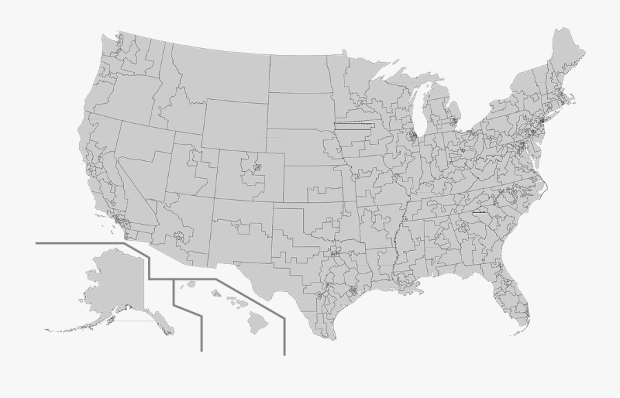 Usa Map Png - Blank Map Of Us Congressional Districts, Transparent Clipart