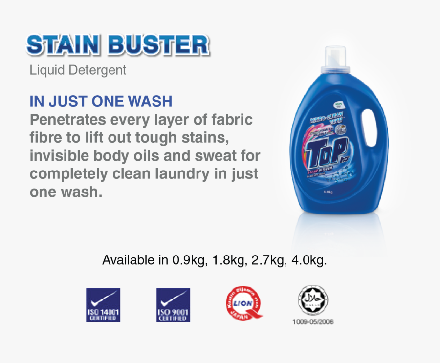 Top Product-01 - Top Liquid Detergent Stain Buster, Transparent Clipart