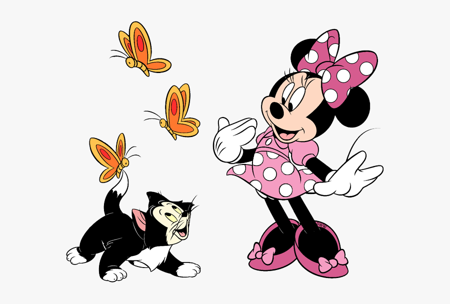 Minnie-figaro3 - Minnie Mouse With Butterflies, Transparent Clipart
