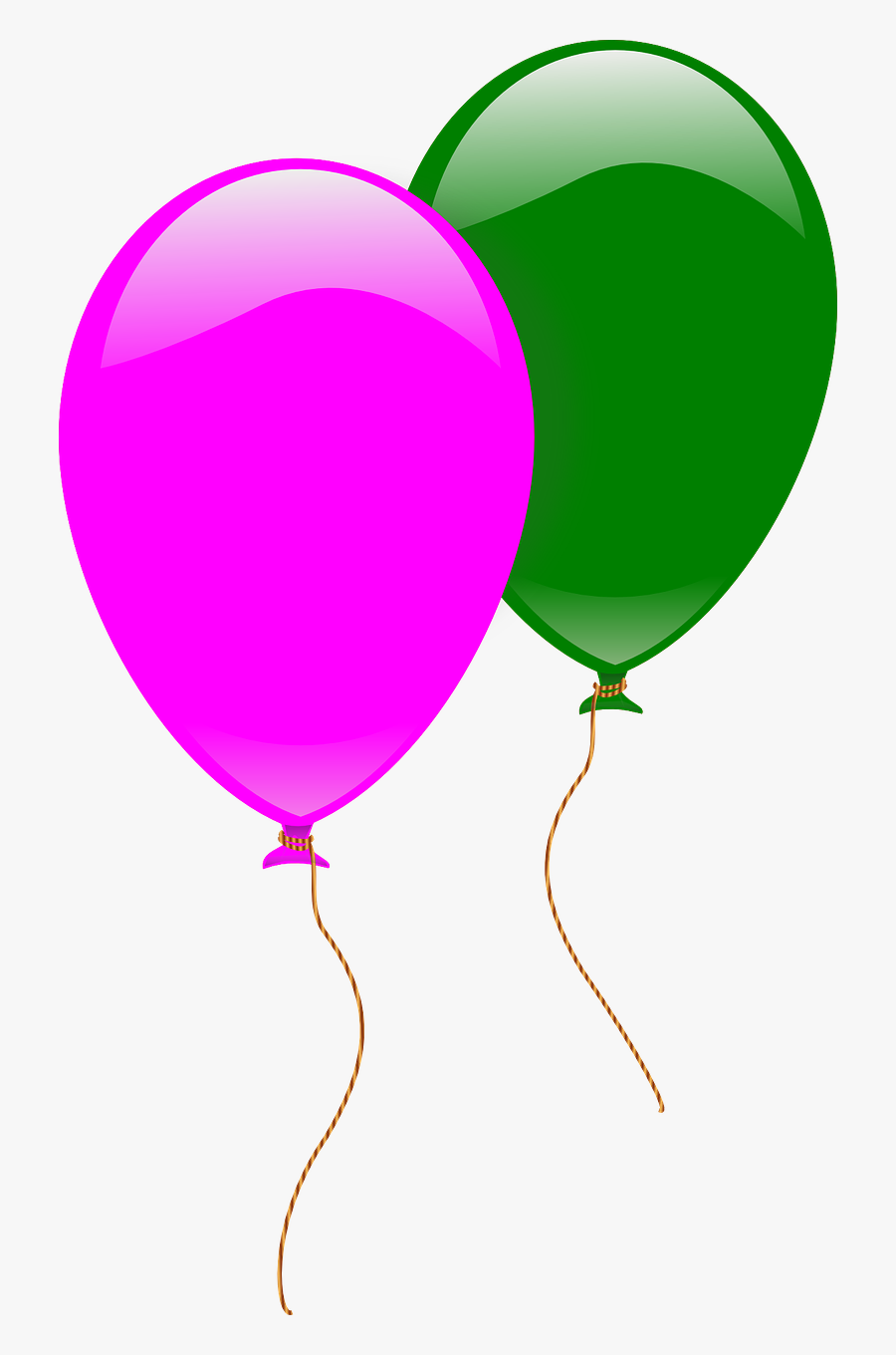Balloons Pink Green Flying Png Image - 2 Balloon Clipart, Transparent Clipart