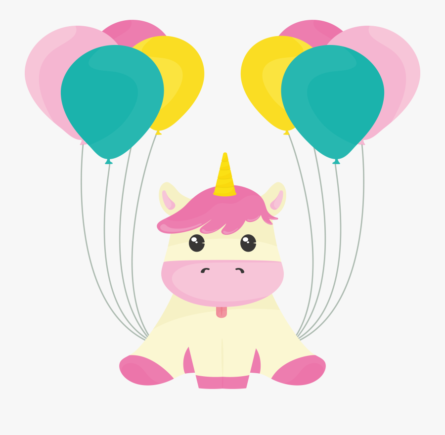 Peach Clipart Balloon - Unicorn With Balloons Clipart Png, Transparent Clipart